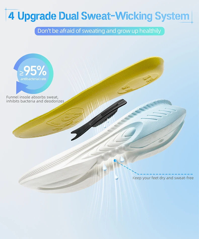 ONEMIX Waterproof Shock-Absorbing Children Sports Shoes Lightweight Breathable Soft Elastic Comfortable Male Students Girls