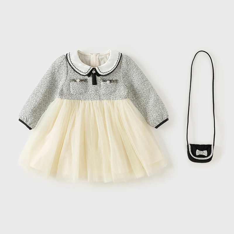 Dave Bella Girl Dress Autumn Elegant Children Princess Mesh Dress Long Sleeve Charm Gentle Party Outdoor Kids Clothing DB3241588
