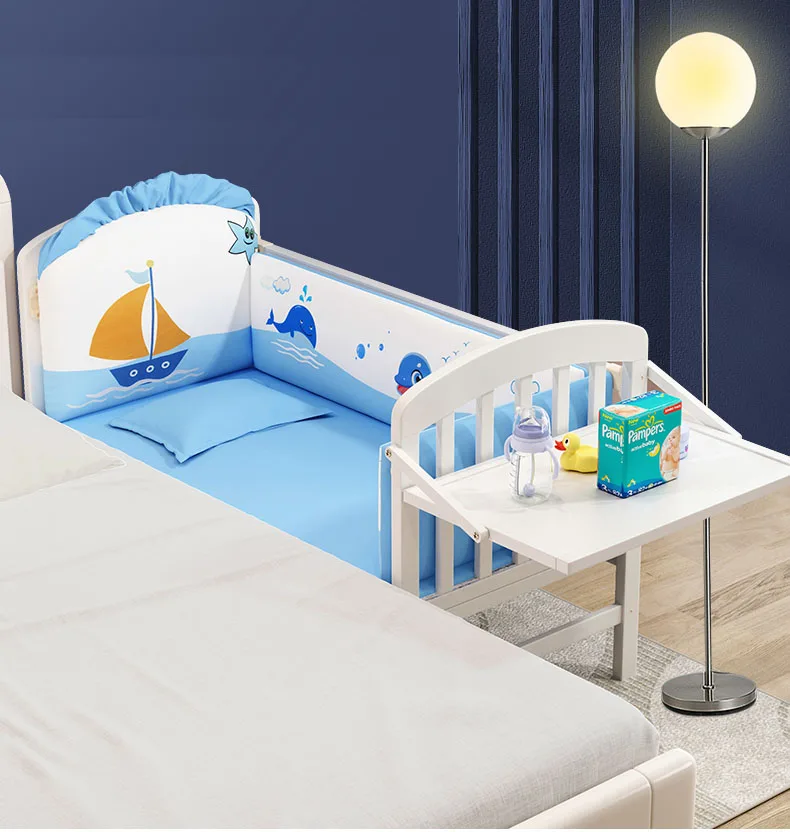 Solid Wood 3-in-1 Baby Bed - Movable, Convertible Crib with Attached Newborn Nest