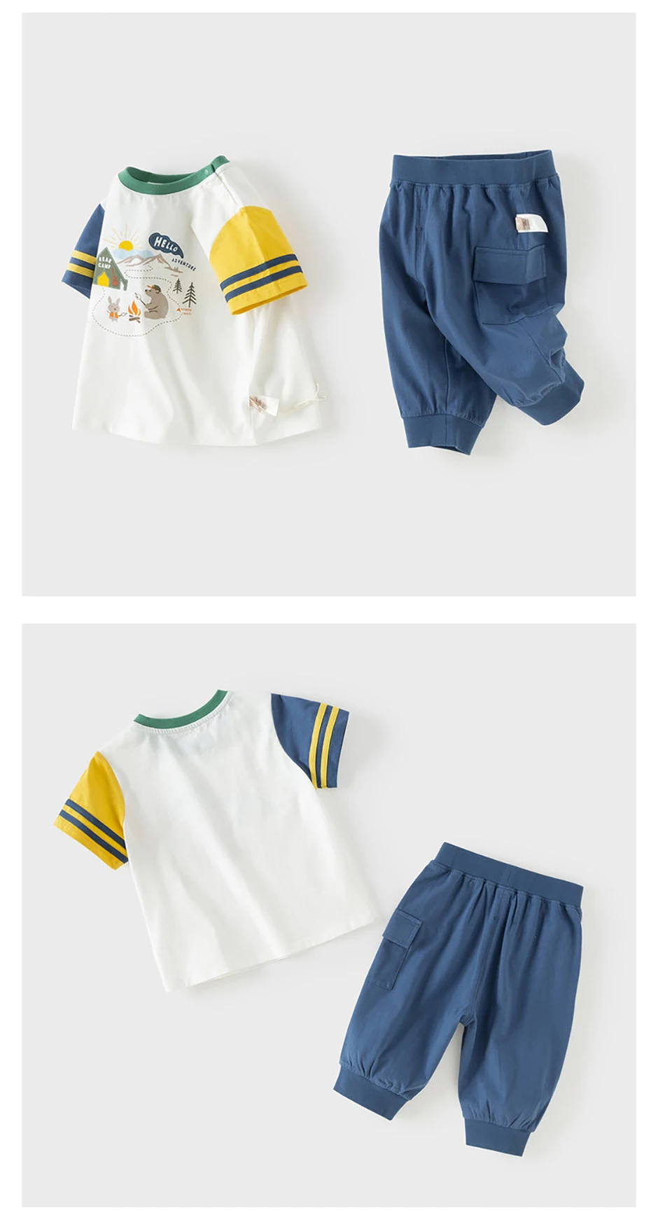 Dave Bella Boys Summer Suit Children Printed Short Sleeve T-shirt Shorts Two-Piece Set Casual Tops Pants Clothing Set DB2260680