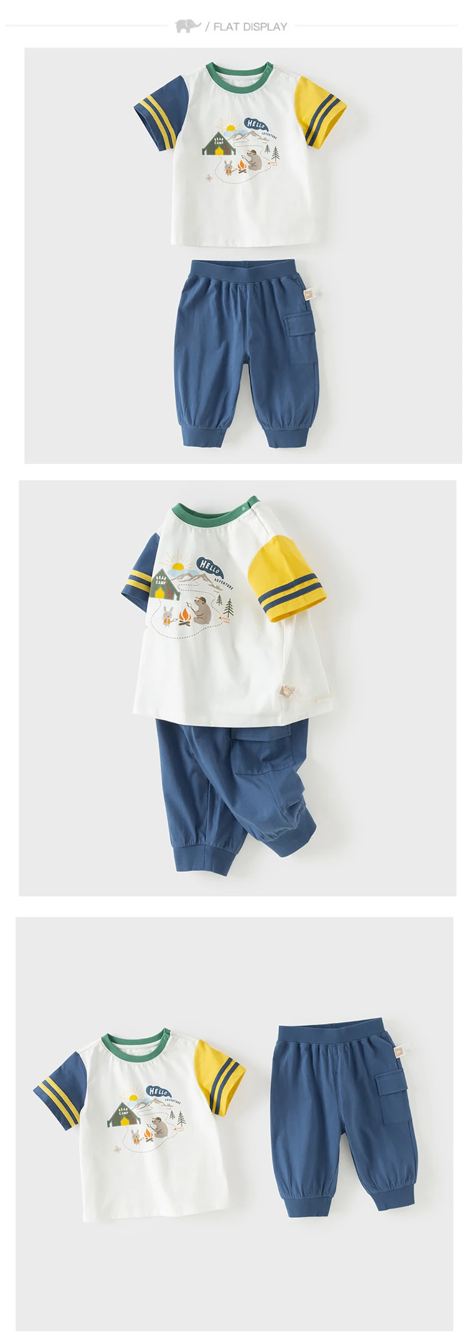 Dave Bella Boys Summer Suit Children Printed Short Sleeve T-shirt Shorts Two-Piece Set Casual Tops Pants Clothing Set DB2260680
