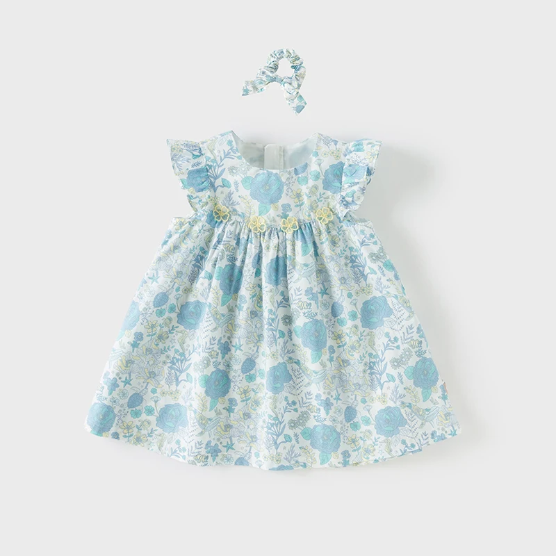 Dave Bella Girls Baby Princess Dress Summer Charm Sweet Elegant Children's Green Plaid Thin Dress Gentle Wallet Party DB2252325