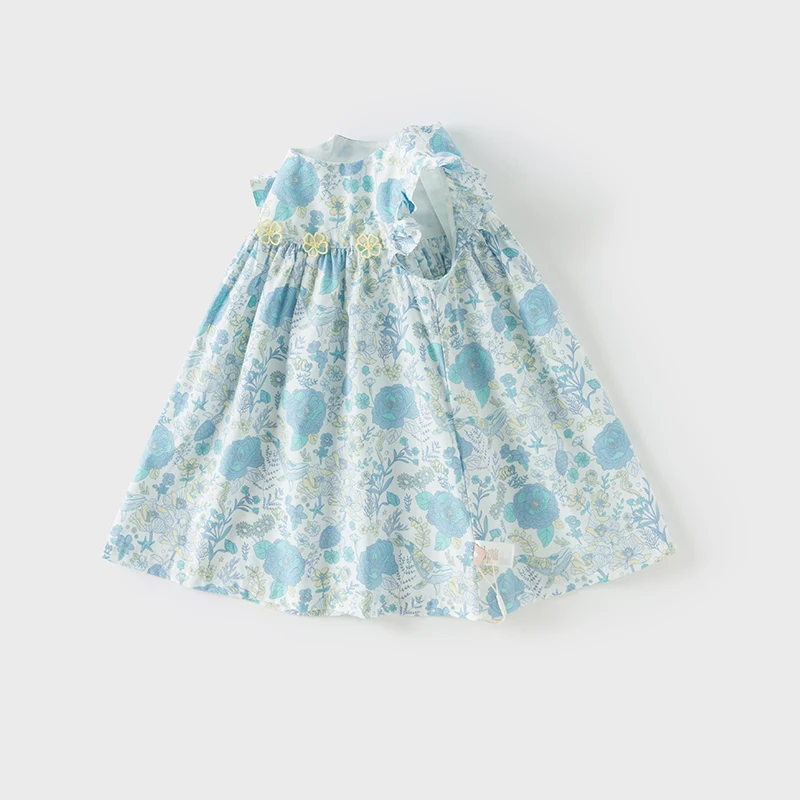 Dave Bella Girls Baby Princess Dress Summer Charm Sweet Elegant Children's Green Plaid Thin Dress Gentle Wallet Party DB2252325