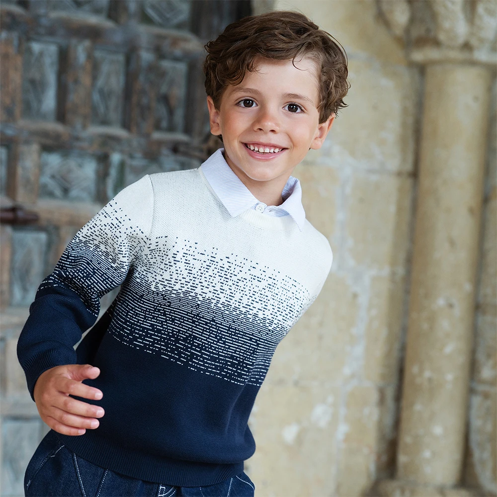 Dave Bella Autumn Winter Sweater for Boys Fake Two Pieces Knitted Sweater Children Outerwear Coat Kids Clothes DK4253646