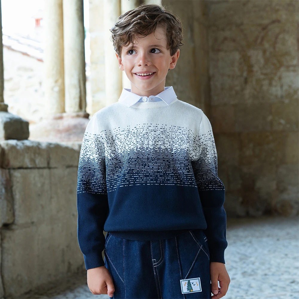 Dave Bella Autumn Winter Sweater for Boys Fake Two Pieces Knitted Sweater Children Outerwear Coat Kids Clothes DK4253646