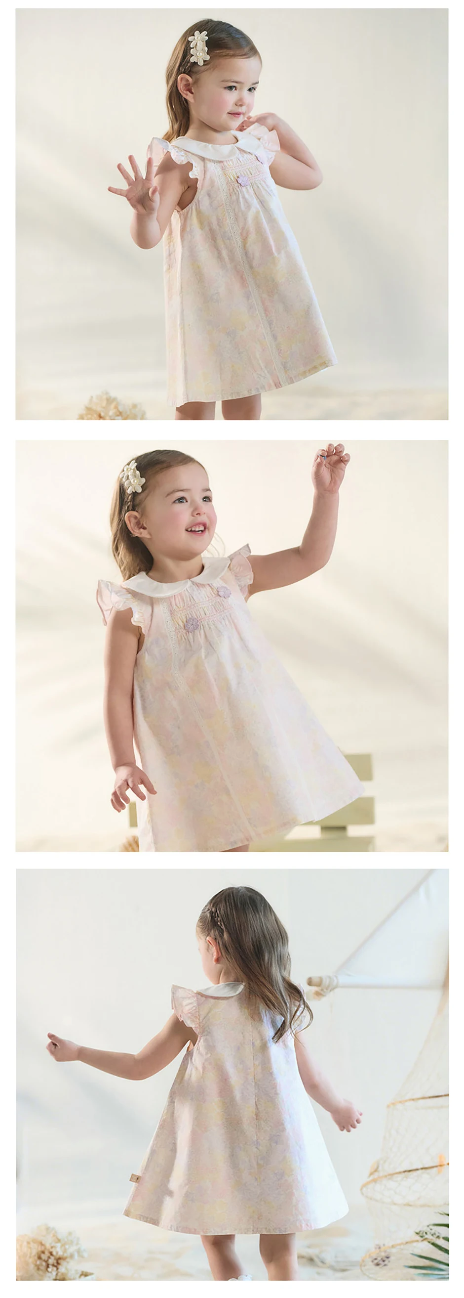 Dave Bella Girls Flower Summer Vest Dress Sweet Cute Children Sleeveless Princess Dress Fashion Cotton Party Outdoor DB2261530