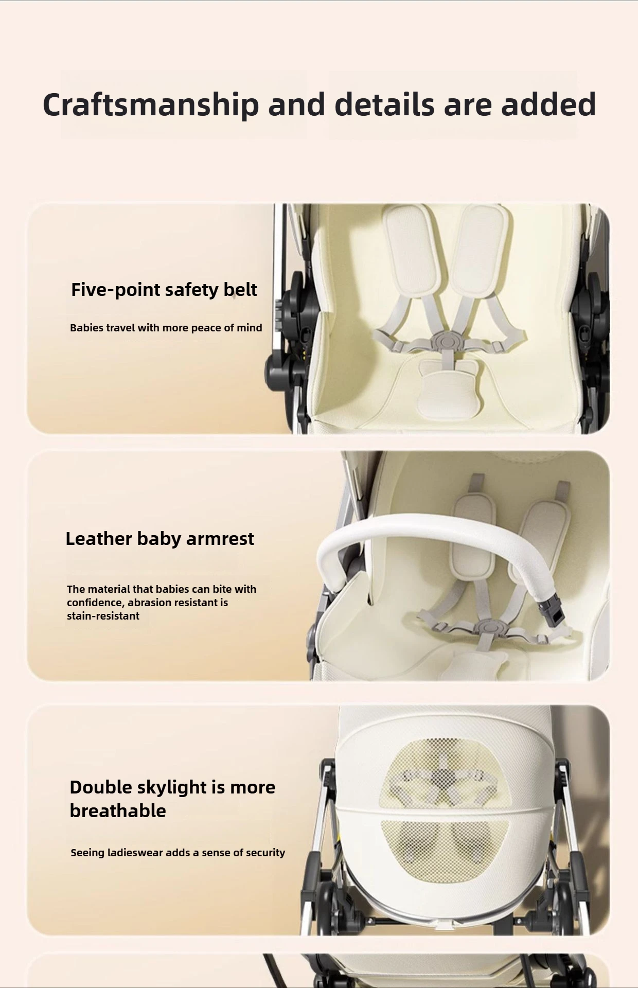 High-view Three-in-one Newborn Baby Stroller Two-way Lightweight Sitting and Lying Portable Stroller