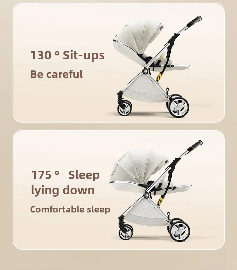 High-view Three-in-one Newborn Baby Stroller Two-way Lightweight Sitting and Lying Portable Stroller