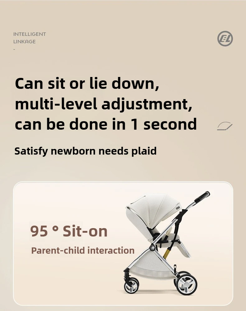 High-view Three-in-one Newborn Baby Stroller Two-way Lightweight Sitting and Lying Portable Stroller