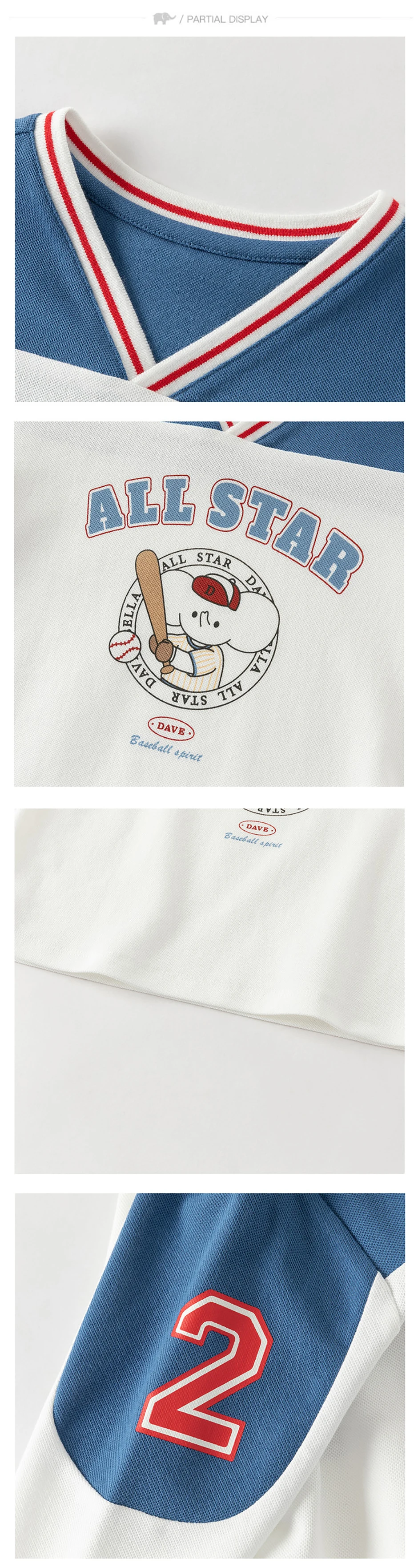 Dave Bella Children Cotton Pullover Spring Autumn Boys Clothes Kids Cartoon Print V-neck T-shirt Baby Long Sleeve Tops DB1260789