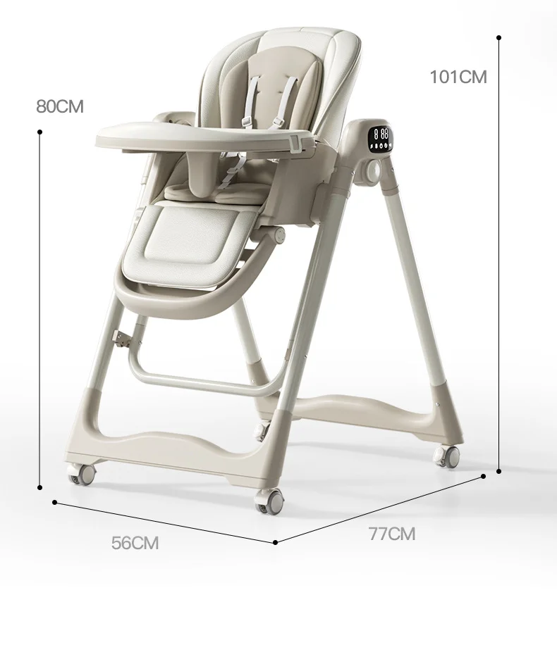 Smart Baby High Chair with Bluetooth, Electric Rocker & Recliner, 6-in-1 Foldable Multi-use Feeding Chair for Newborn to Toddler