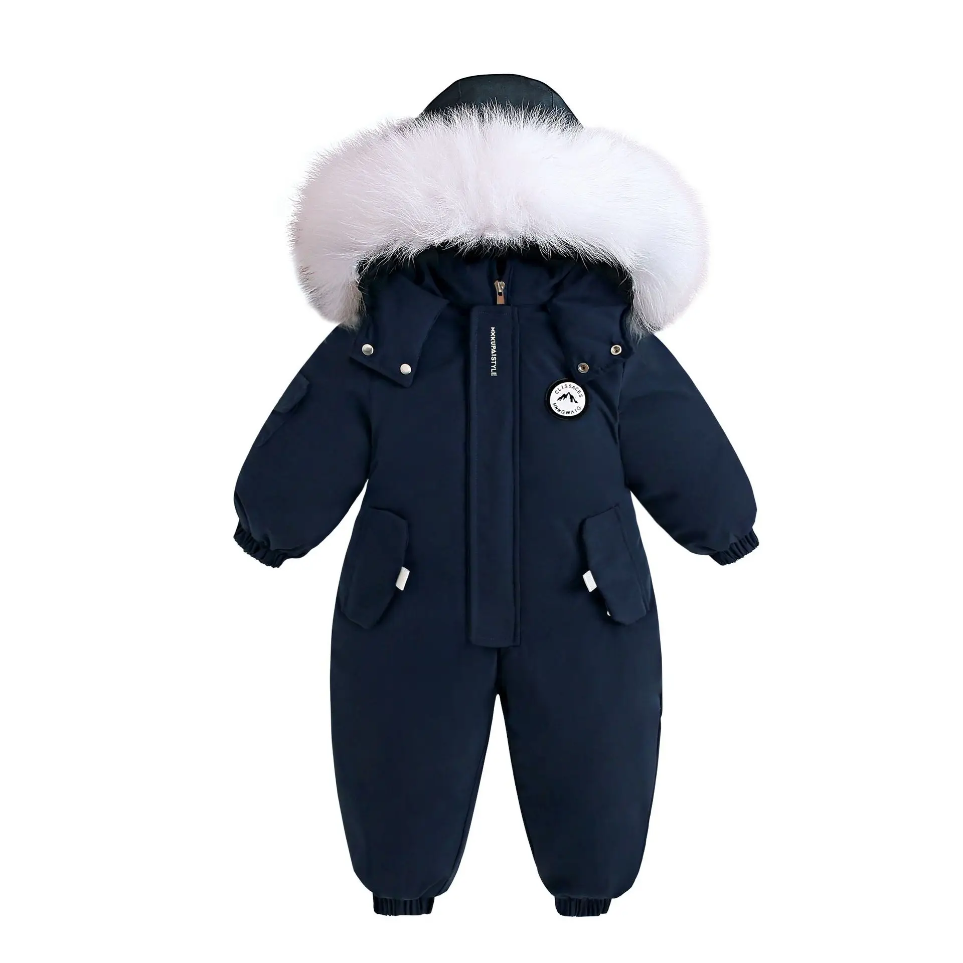 2025 Winter Warm 2 3 4 Years Kids Padded Coat Thicken Fur Hooded Snowsuits Infant Slimwaist Jumpsuit Parka Baby Girl Boys Romper
