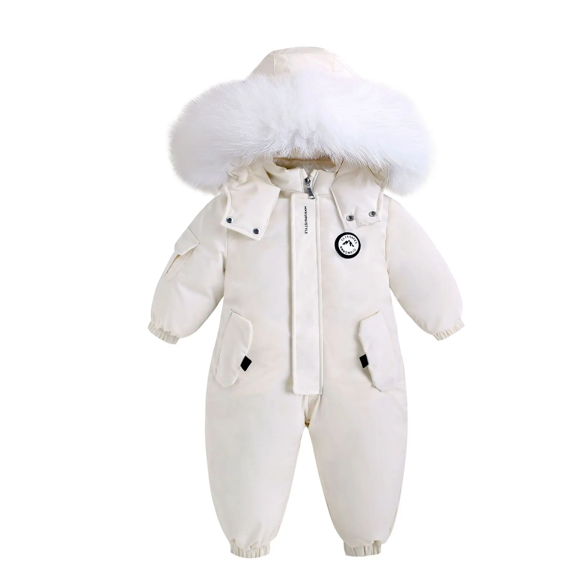 2025 Winter Warm 2 3 4 Years Kids Padded Coat Thicken Fur Hooded Snowsuits Infant Slimwaist Jumpsuit Parka Baby Girl Boys Romper