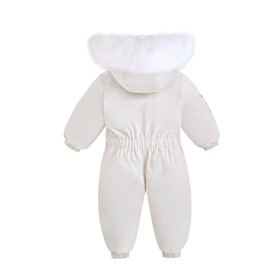 2025 Winter Warm 2 3 4 Years Kids Padded Coat Thicken Fur Hooded Snowsuits Infant Slimwaist Jumpsuit Parka Baby Girl Boys Romper