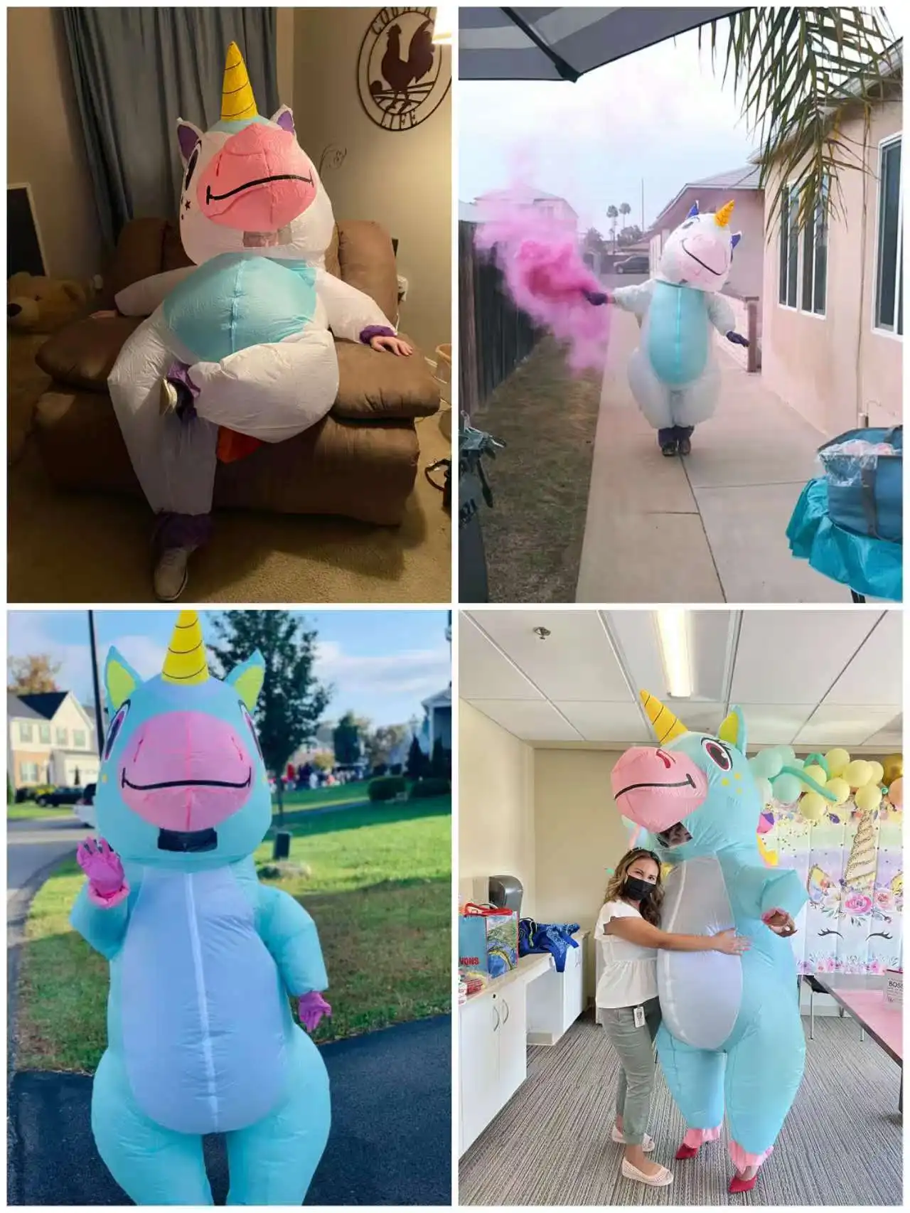 Inflatable Costume Adult Full Body Unicorn Blow Up Suit for Carnival Christmas Thanksgiving Holiday Cosplay Party (155-190CM)