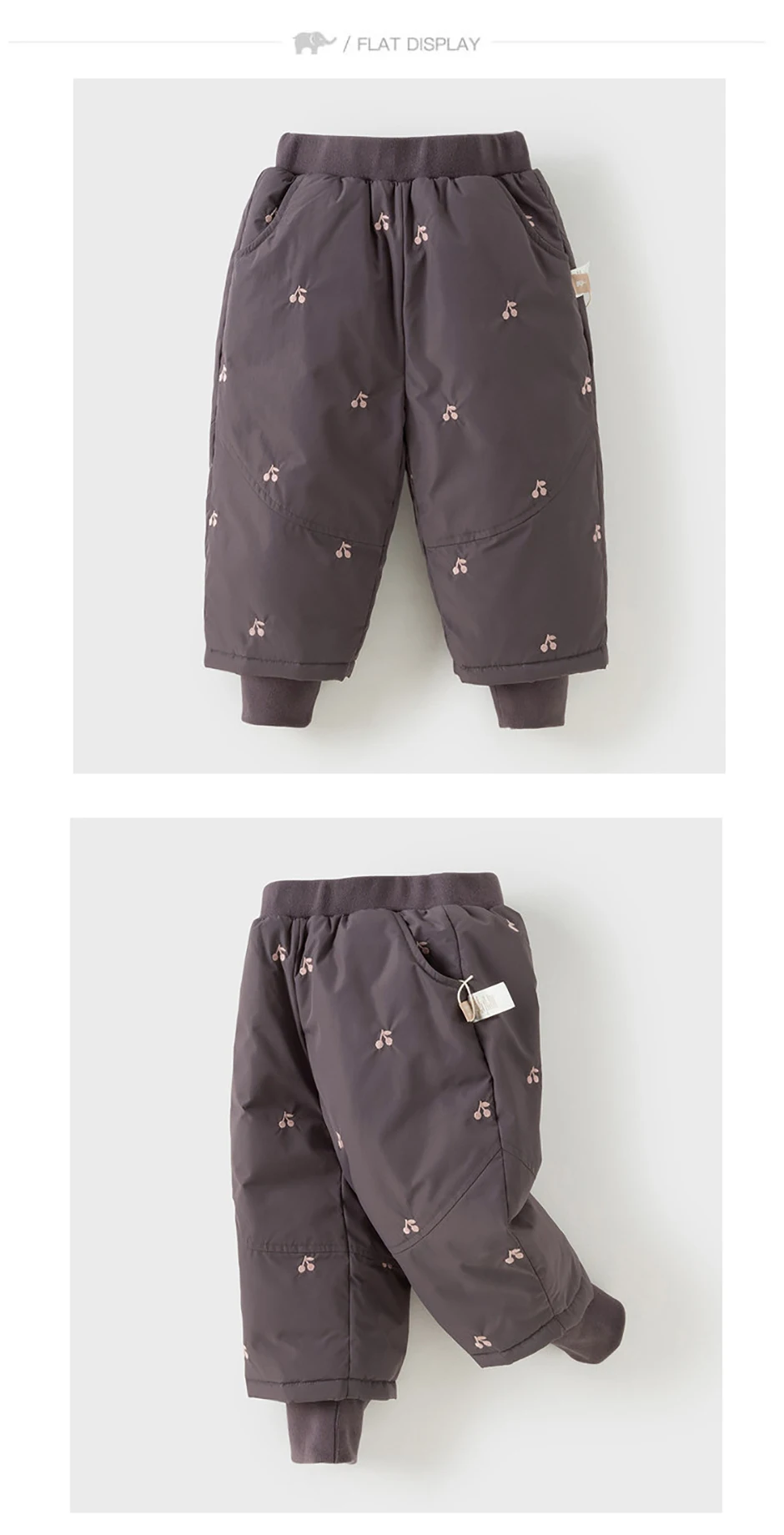 Dave Bella Girls Down Pants Autumn Winter Baby Elastic Waist Plush Trousers Waterproof Outerwear Children Casual Pants DB4254008
