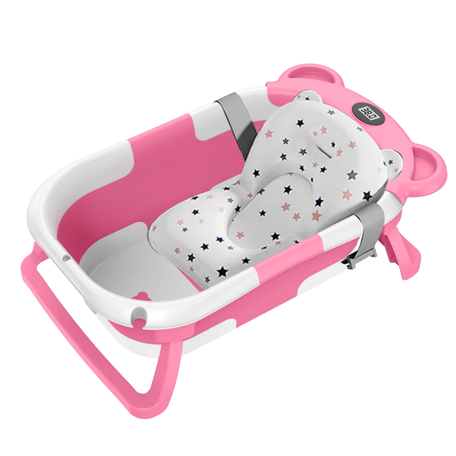 Foldable Baby Bathing Bathtub Set For Sitting and Lying Down Extended Widened Design Non-Slip Portable Travel Shower Bath Pool