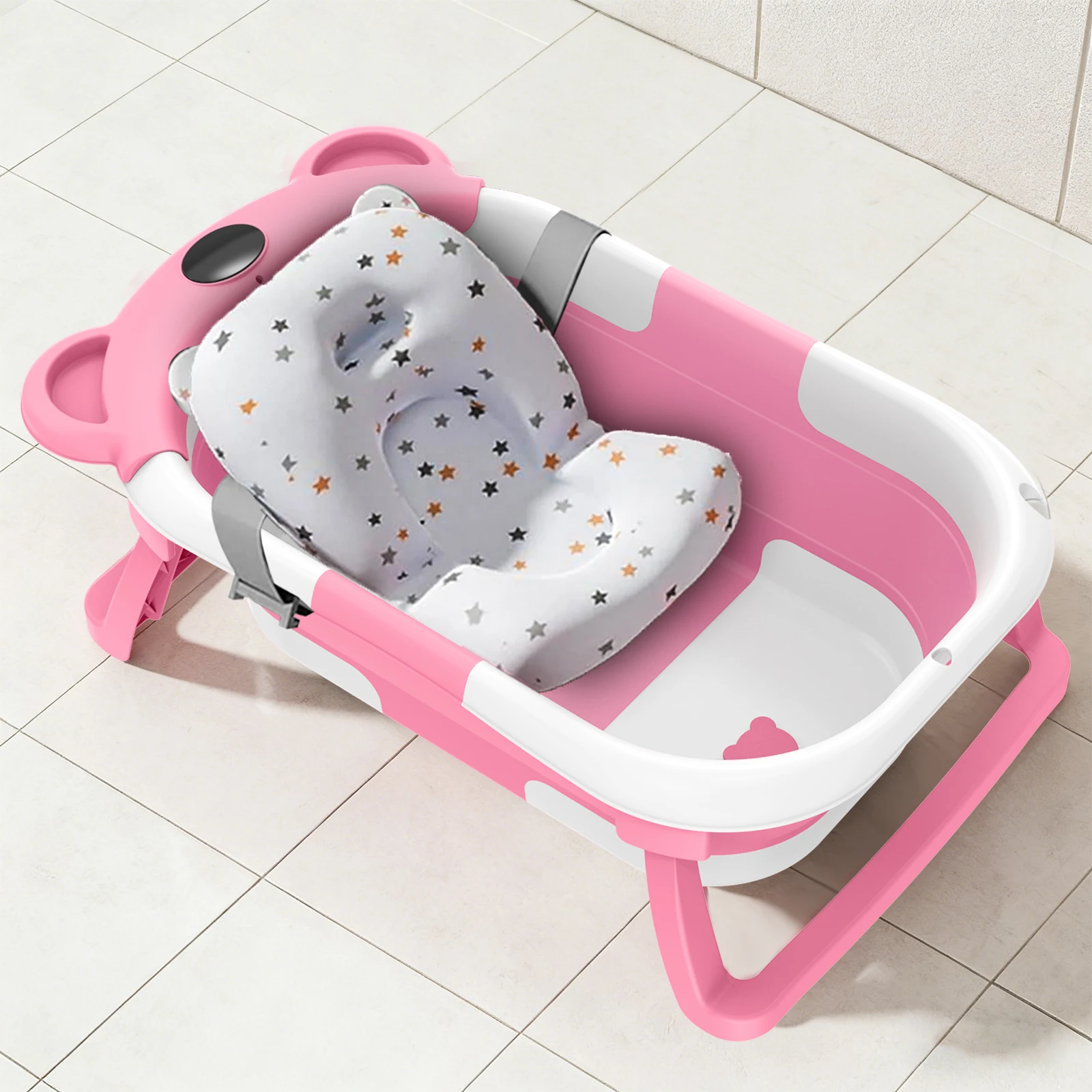 Foldable Baby Bathing Bathtub Set For Sitting and Lying Down Extended Widened Design Non-Slip Portable Travel Shower Bath Pool