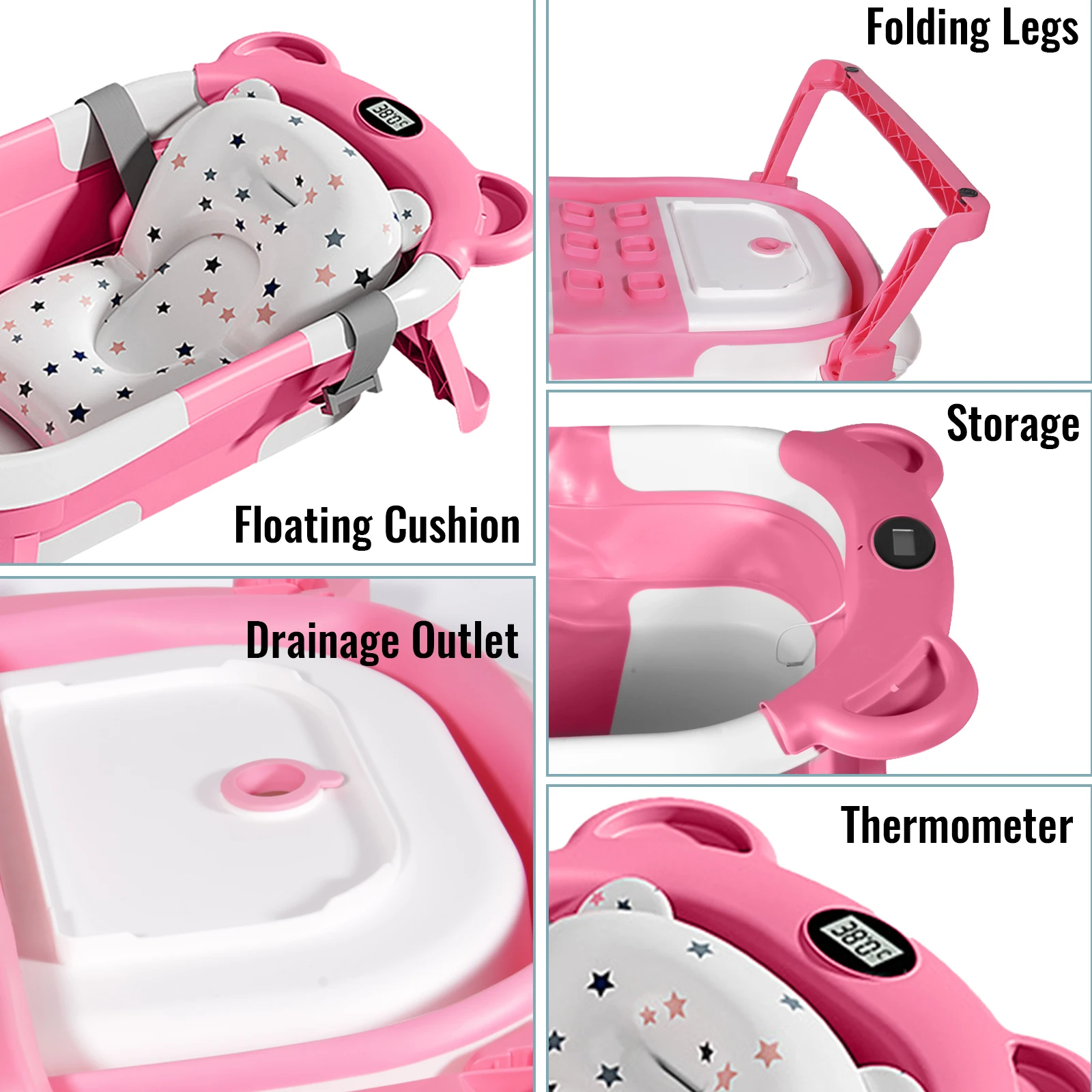 Foldable Baby Bathing Bathtub Set For Sitting and Lying Down Extended Widened Design Non-Slip Portable Travel Shower Bath Pool
