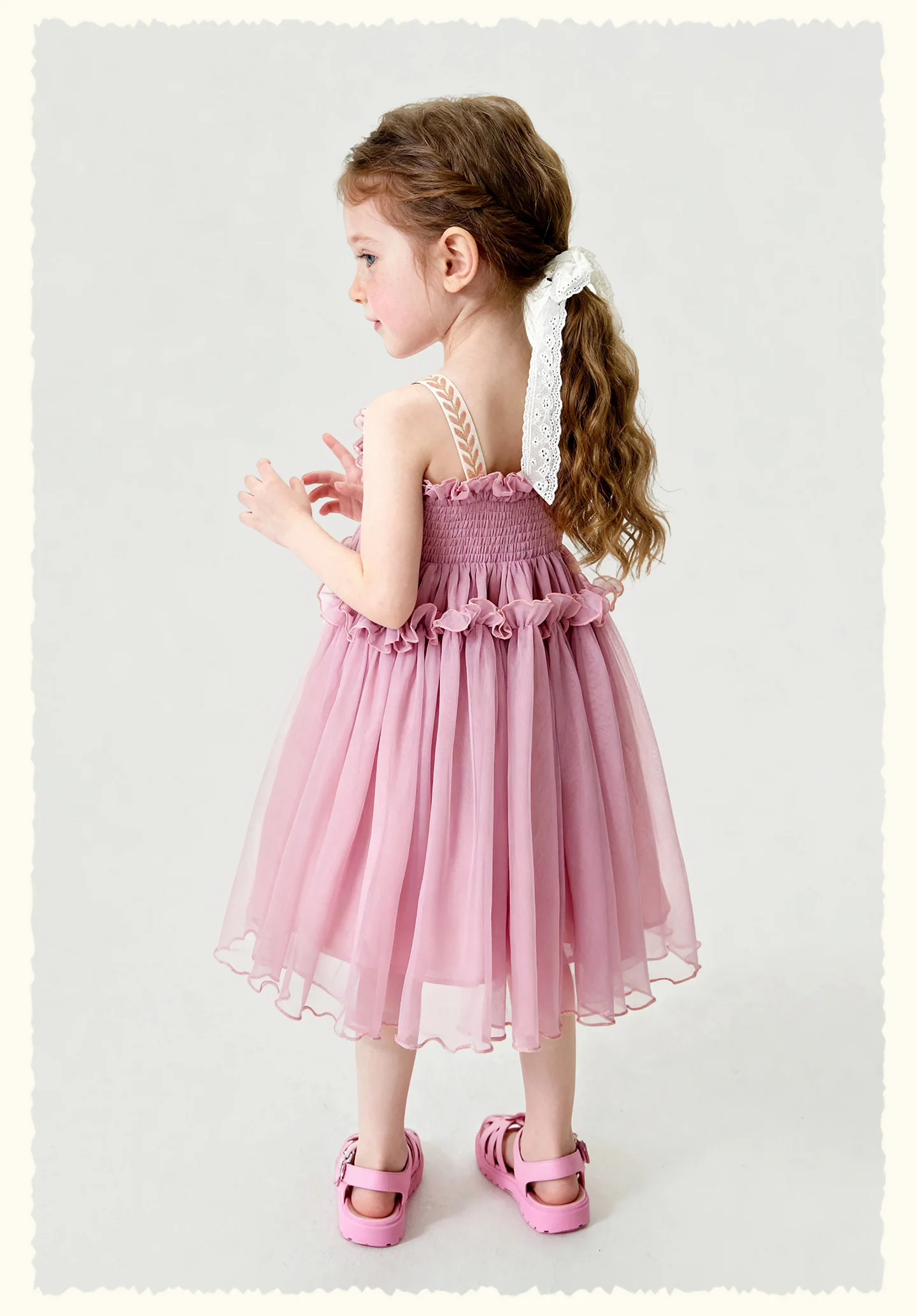 Amila 2026 Summer New Girls' Dress With Soft Mesh Gentle Temperament Sweet And Cute Fluffy Camisole Vest Skirt
