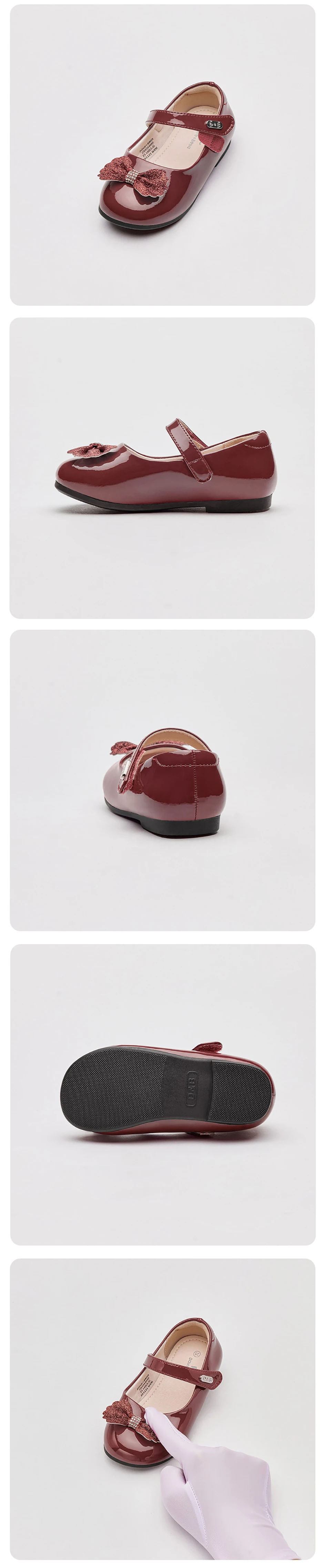 Dave Bella Children Leather Shoes Autumn Baby Girls Princess Shoes Retro Red Black Kids Shoes Anti Slip Elegant Party DB3263935