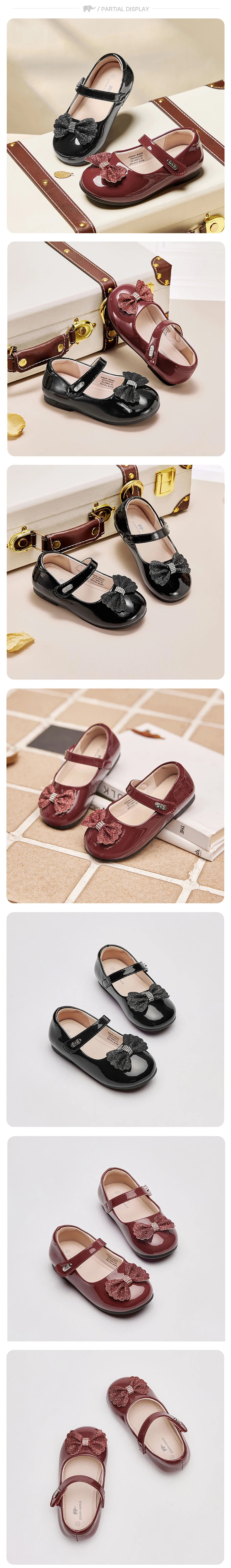 Dave Bella Children Leather Shoes Autumn Baby Girls Princess Shoes Retro Red Black Kids Shoes Anti Slip Elegant Party DB3263935