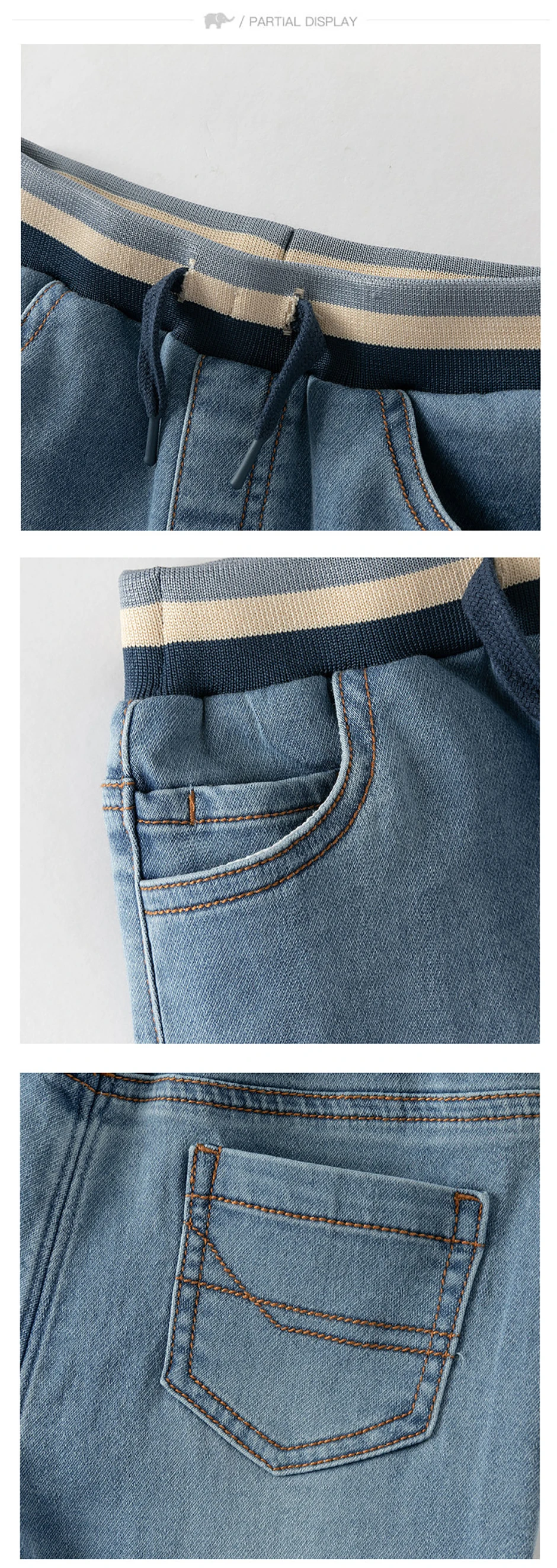 Dave Bella Children Elastic Jeans Boys Clothing Autumn Spring Kids Fashion Denim Trousers Baby Outdoors Cowboy Pants DB1260264