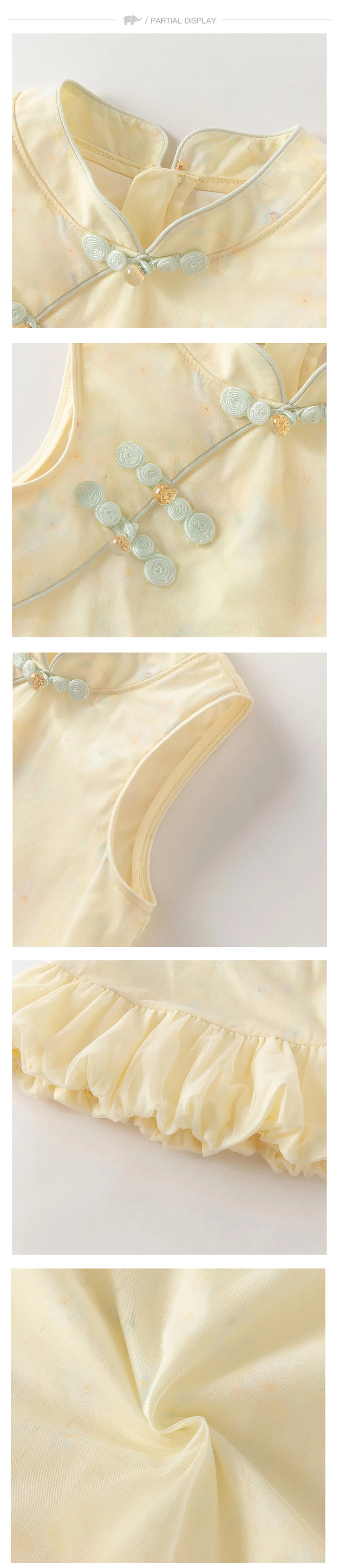 Dave Bella Girls Elegant Dresses Summer Children Clothing Kids Princess Dress Cotton Sweet Charm Party Cheongsam Style DB2262101