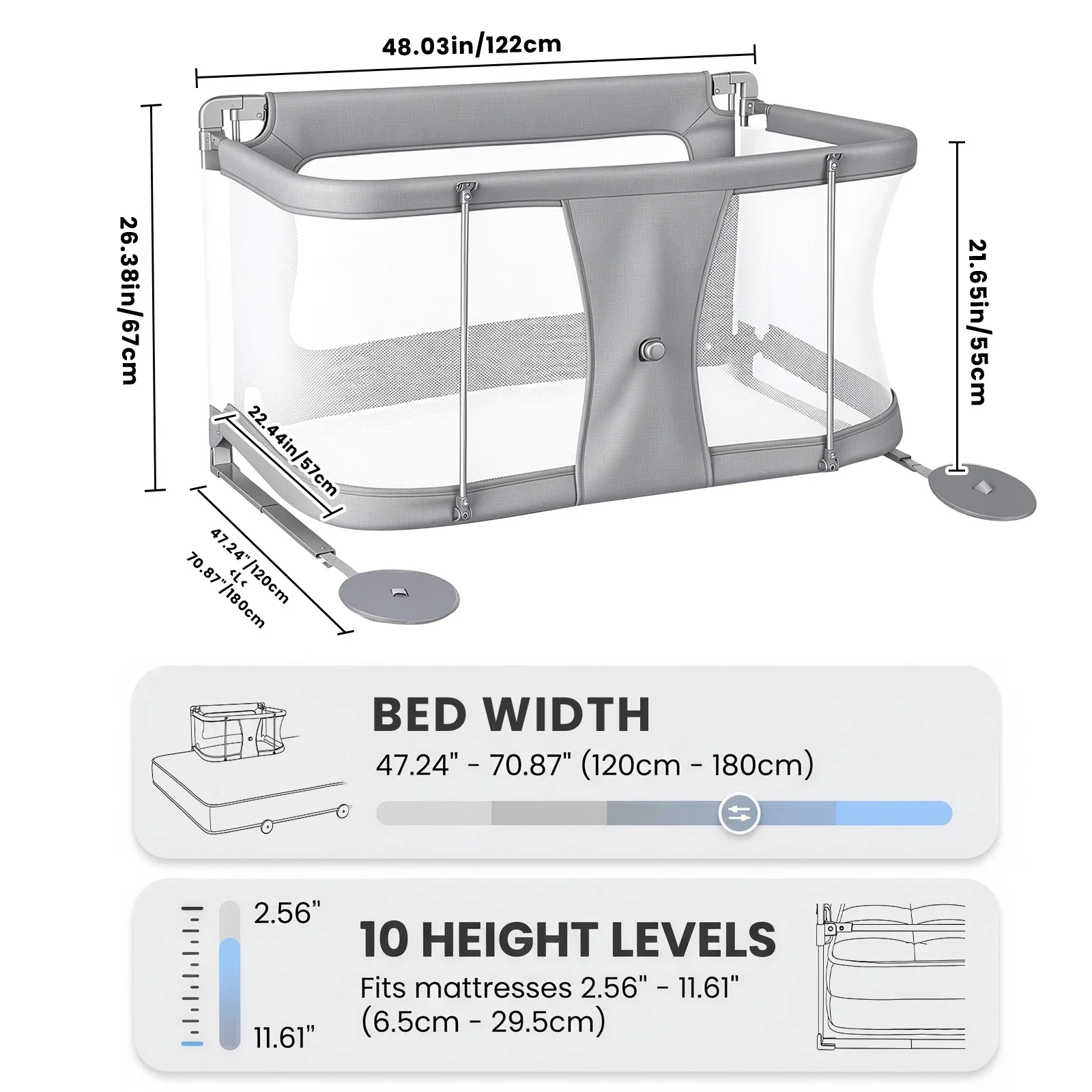 Baby bassinets bedside sleeper, co sleeping bed for baby, for co sleeper for baby in bed, Portable Crib, breathable and visible mesh window