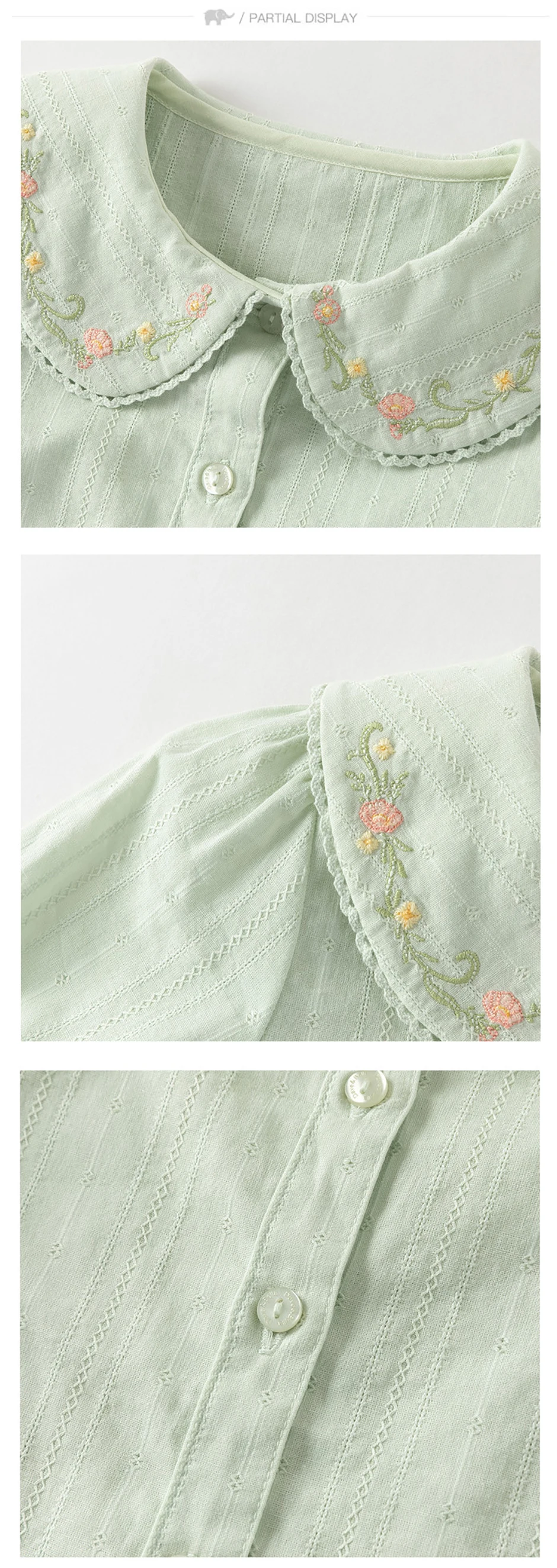 Dave Bella Girls Long Sleeved Spring Shirt Autumn Cotton Children Lapel Blouse Baby Breathable Top Sweet Party Fashion DB1260484