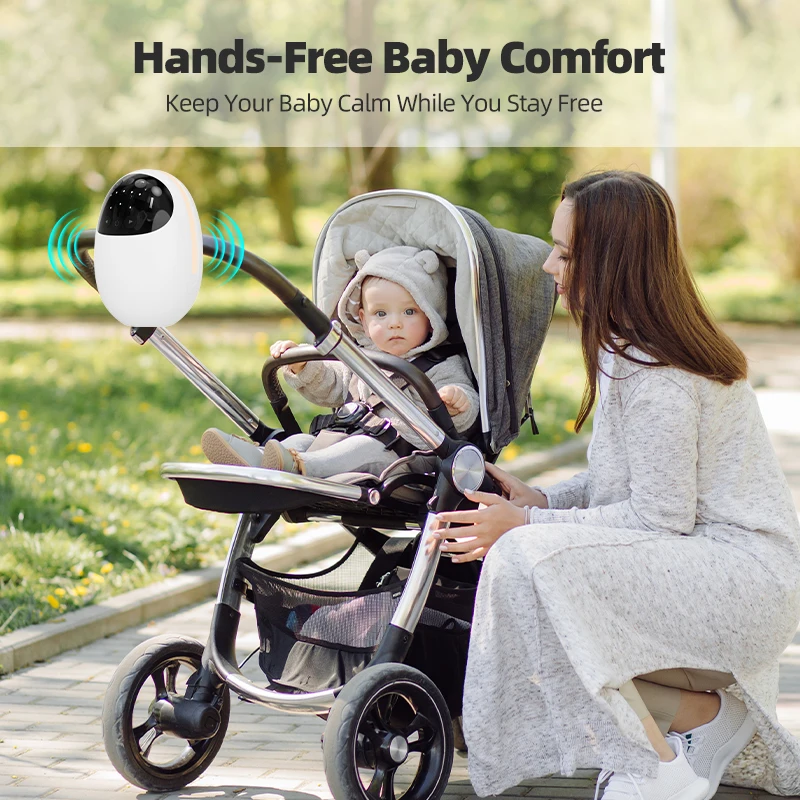 Baby Stroller Rocker Rechargeable 1800mAh Battery With White Noise Soothing Sounds LED Breathing Light 3 Timer Mode