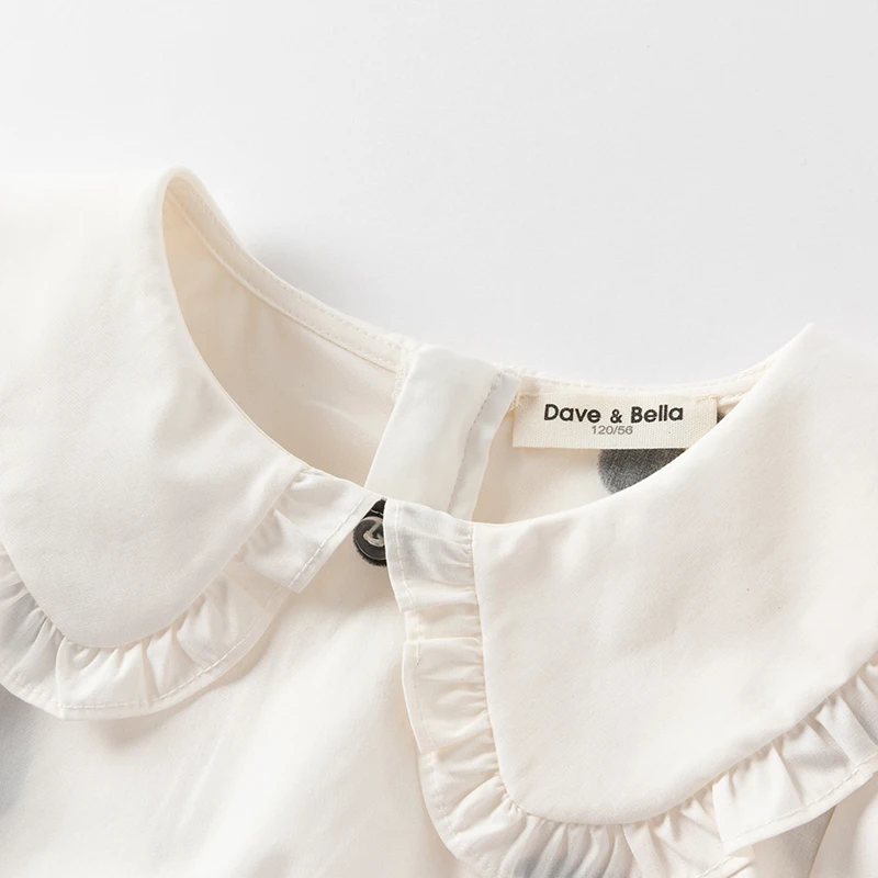 Dave Bella Children Dresses Summer Spring Short Sleeves Girls Pure Cotton Skirts Printed Elegant Outdoor Kids Clothing DK2252098