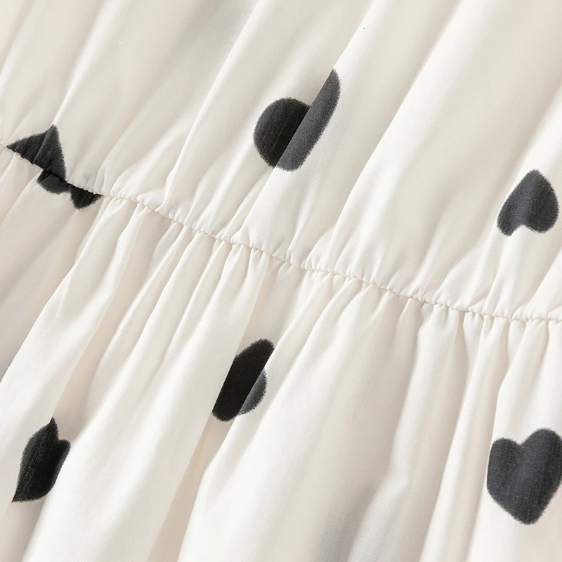 Dave Bella Children Dresses Summer Spring Short Sleeves Girls Pure Cotton Skirts Printed Elegant Outdoor Kids Clothing DK2252098
