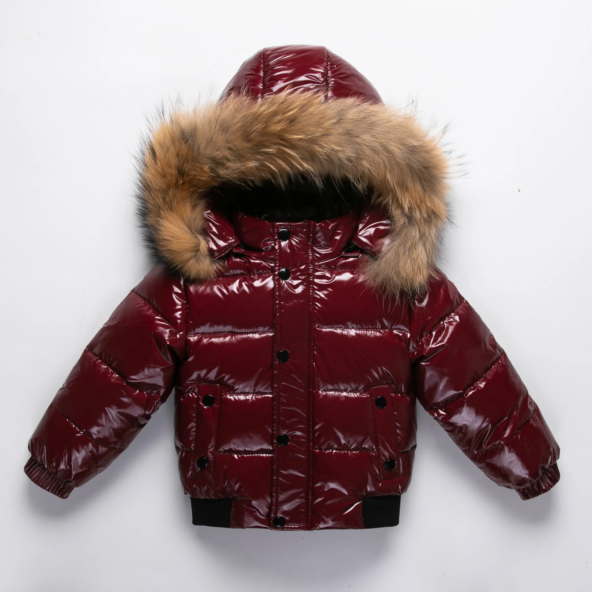 KIDCRKJ Winter Waterproof 1-8 Years Kids Boys Parka Babys Girl Down Jackets Shiny Real Fur Thick Warm Boys Outerwear Coat Outfit