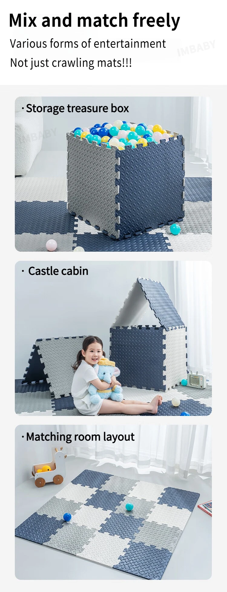 4/8/16 Pcs Cushion, Baby Crawling, Non-Slip Floor Mat for Kids, Mat Family Interlocking Foam Floor Tiles, Home Gym Equipment Mat