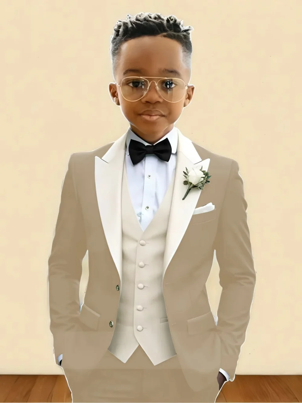 New Boys Handsome Suit Set 3 Pieces Party Wear Classy Peak Lapel Kids Forma Tuxedo Wedding Guest Clothes Plus Size Suits 2-20T