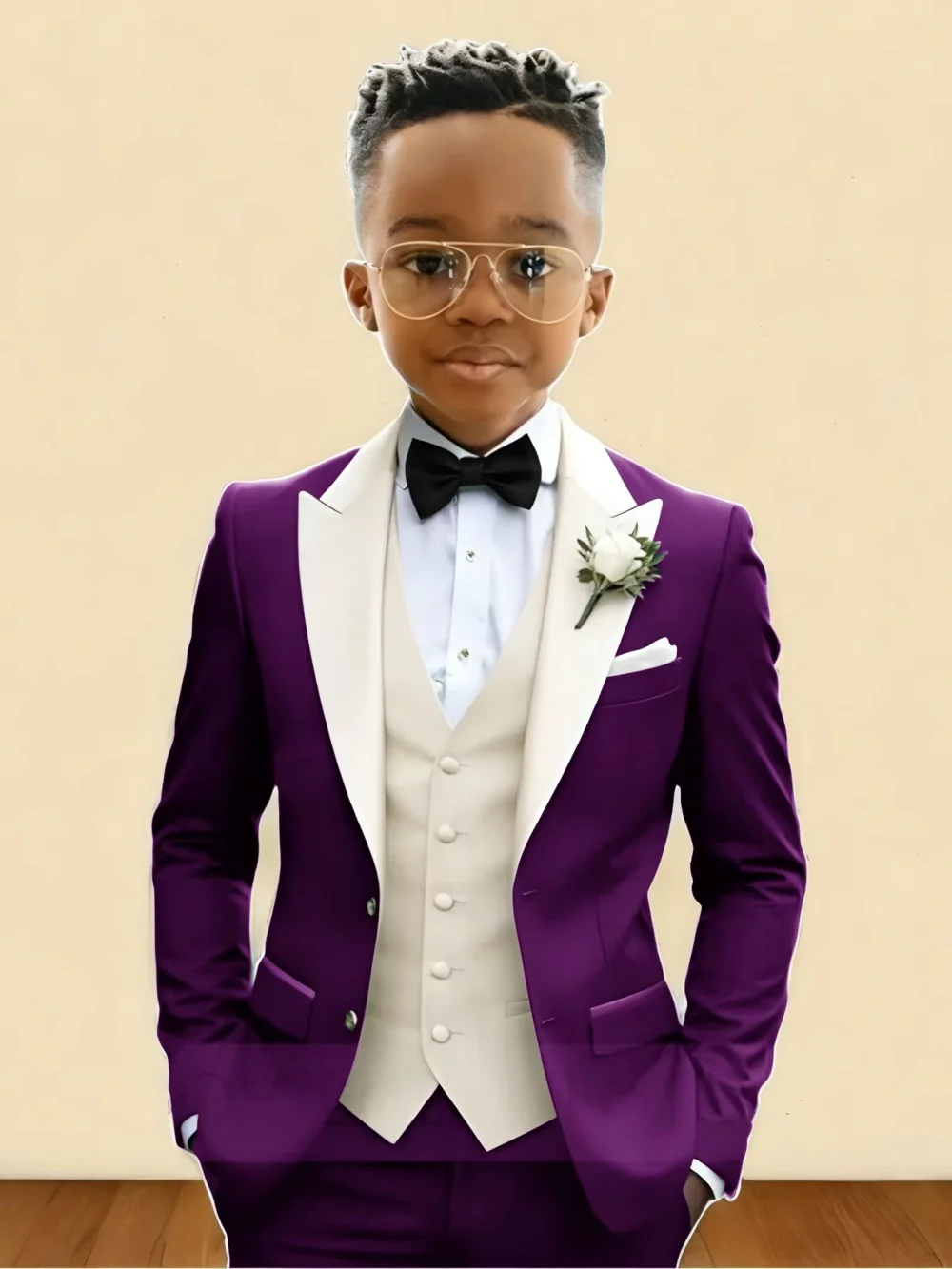 New Boys Handsome Suit Set 3 Pieces Party Wear Classy Peak Lapel Kids Forma Tuxedo Wedding Guest Clothes Plus Size Suits 2-20T