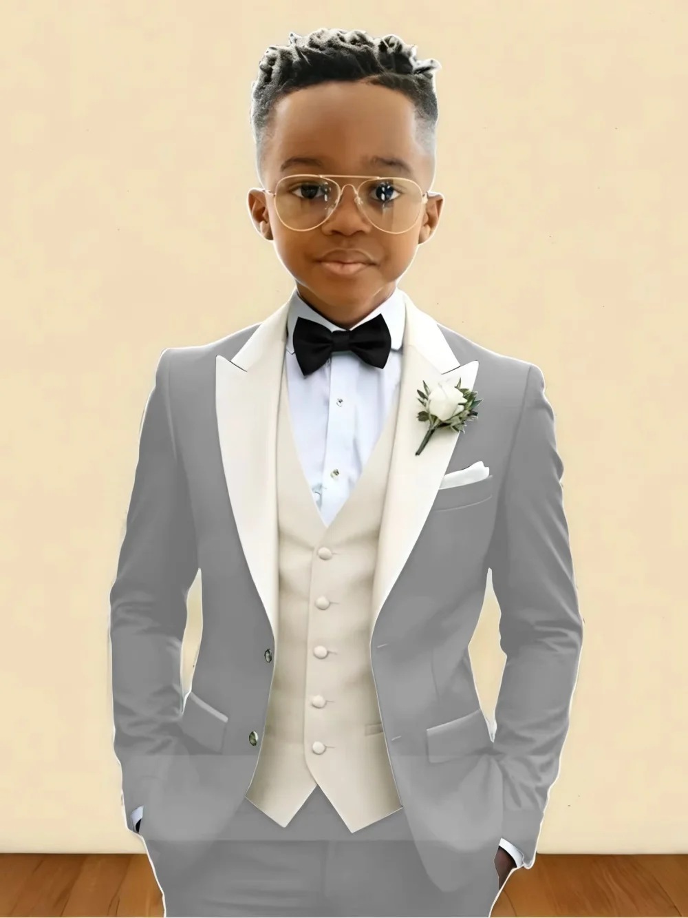 New Boys Handsome Suit Set 3 Pieces Party Wear Classy Peak Lapel Kids Forma Tuxedo Wedding Guest Clothes Plus Size Suits 2-20T