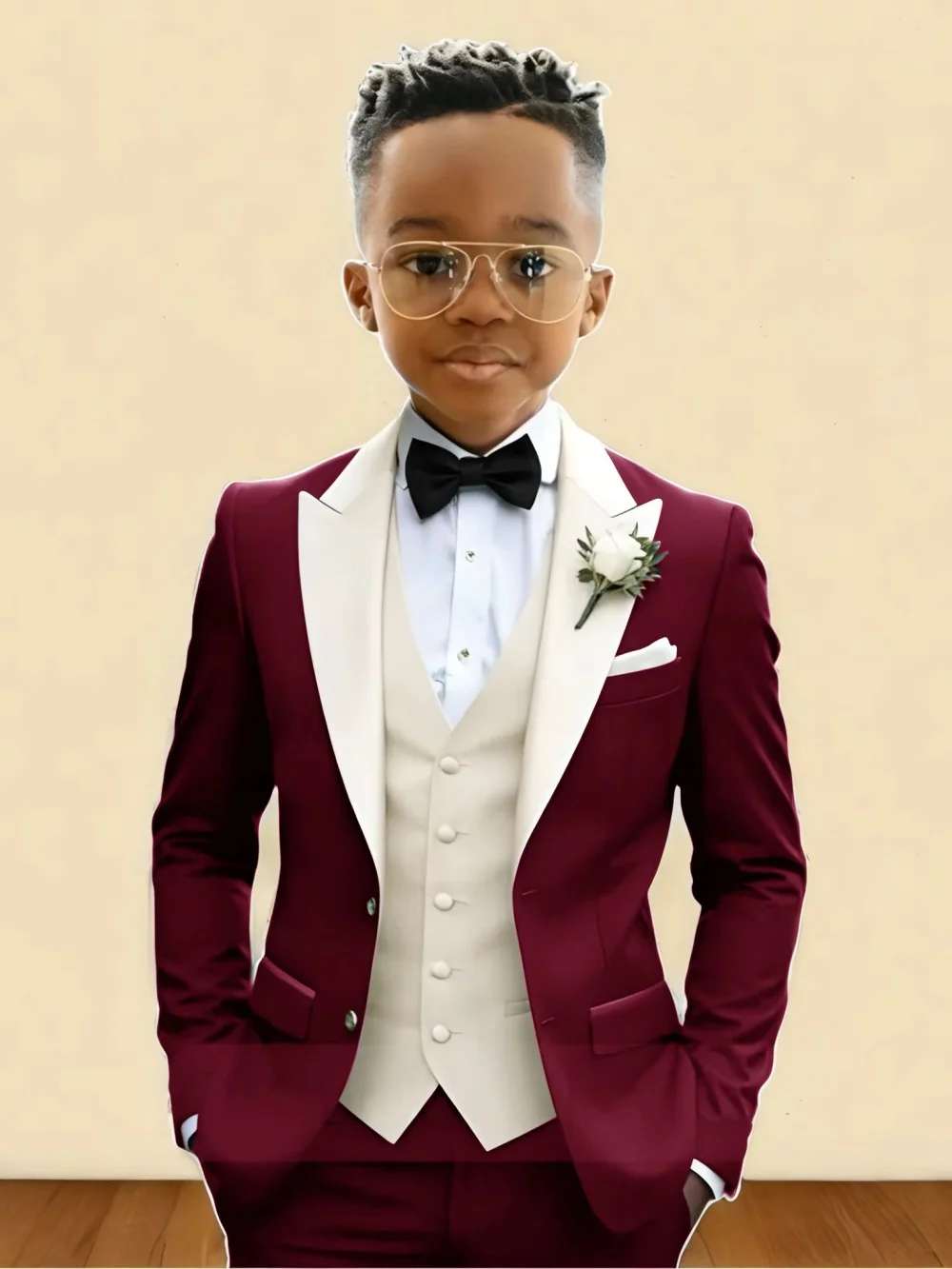 New Boys Handsome Suit Set 3 Pieces Party Wear Classy Peak Lapel Kids Forma Tuxedo Wedding Guest Clothes Plus Size Suits 2-20T