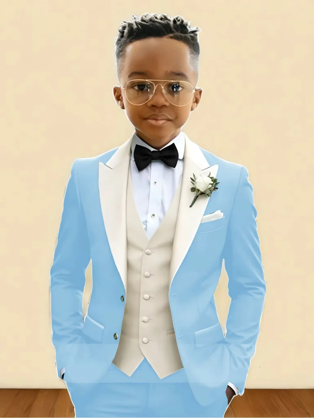 New Boys Handsome Suit Set 3 Pieces Party Wear Classy Peak Lapel Kids Forma Tuxedo Wedding Guest Clothes Plus Size Suits 2-20T