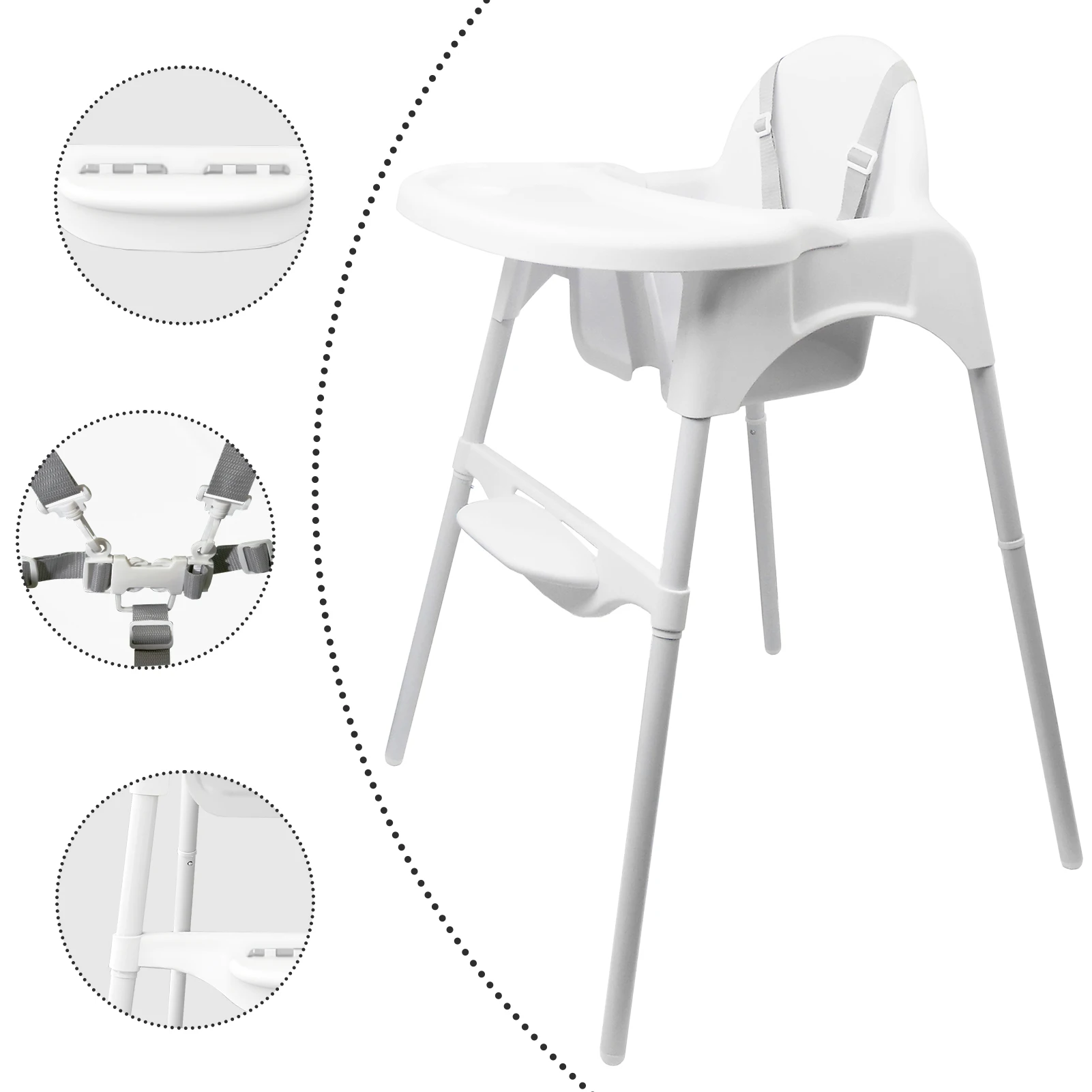 Baby High Chair for Babies 6-36 Months, Kids High Chair with Tray, Height Adjustable Feeding Chair, Easy to Clean, Safe Eating Chair for Babies and Toddlers