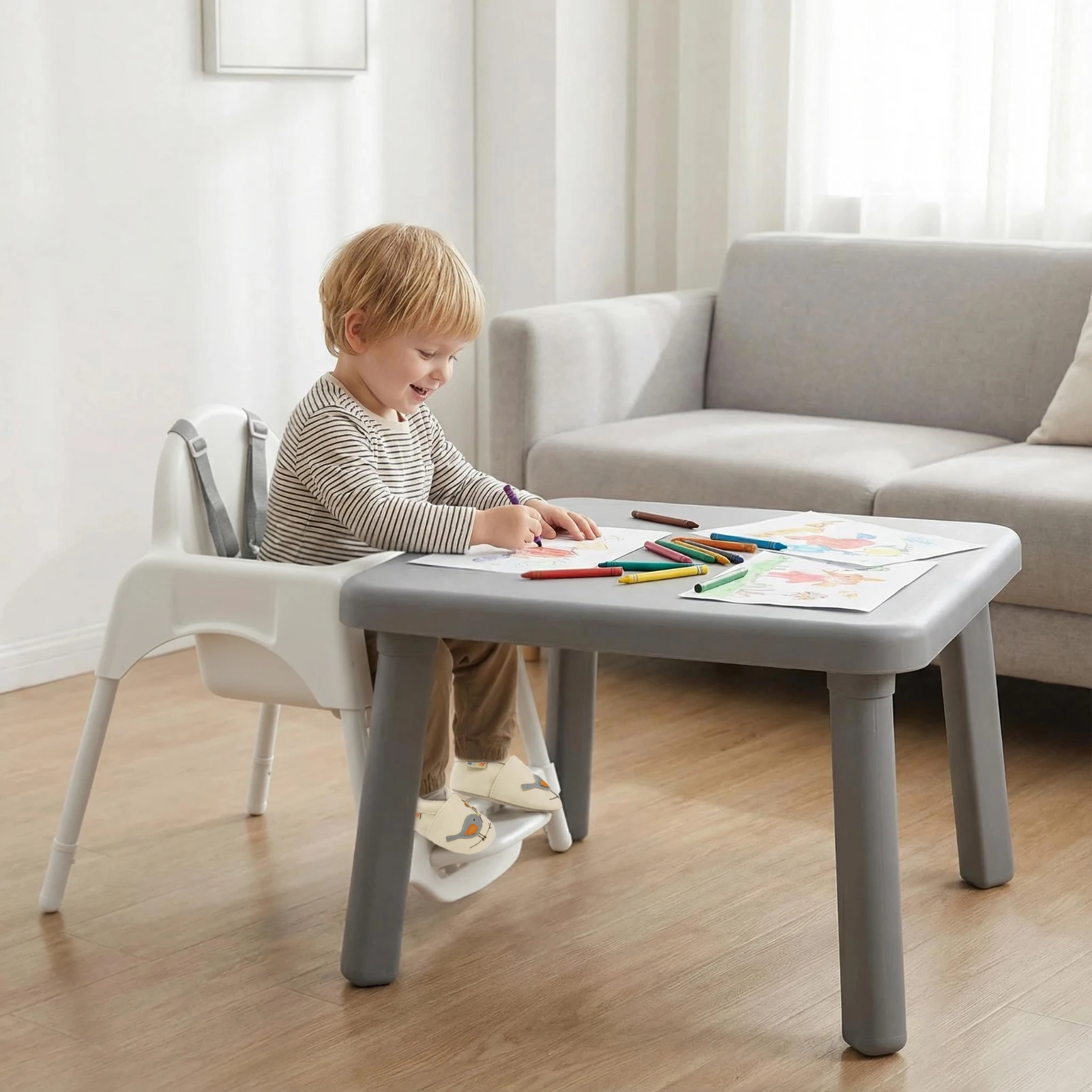 Baby High Chair for Babies 6-36 Months, Kids High Chair with Tray, Height Adjustable Feeding Chair, Easy to Clean, Safe Eating Chair for Babies and Toddlers