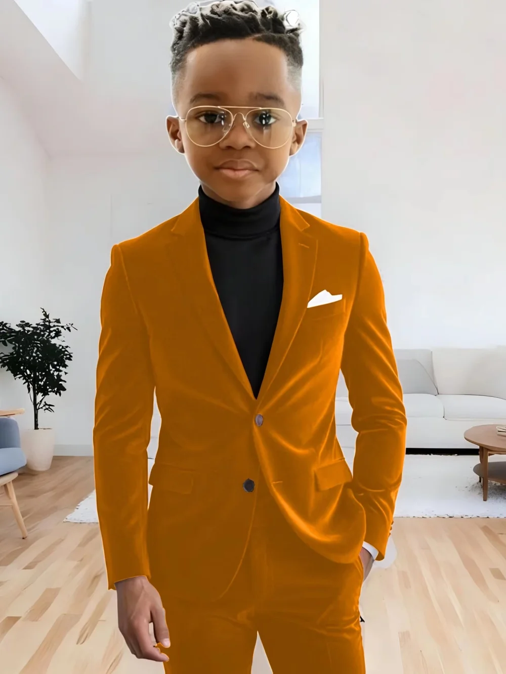 Boys Velvet Homecoming Suit Set 2 Pieces Host Costumes Notched Lapel Kids Formal Suits Wedding Guest Clothes Plus Size Tuxedo