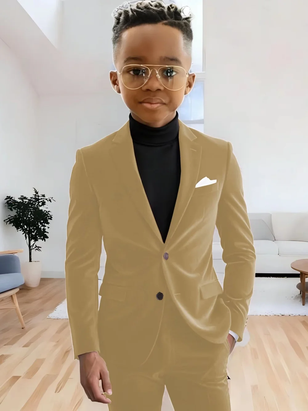 Boys Velvet Homecoming Suit Set 2 Pieces Host Costumes Notched Lapel Kids Formal Suits Wedding Guest Clothes Plus Size Tuxedo