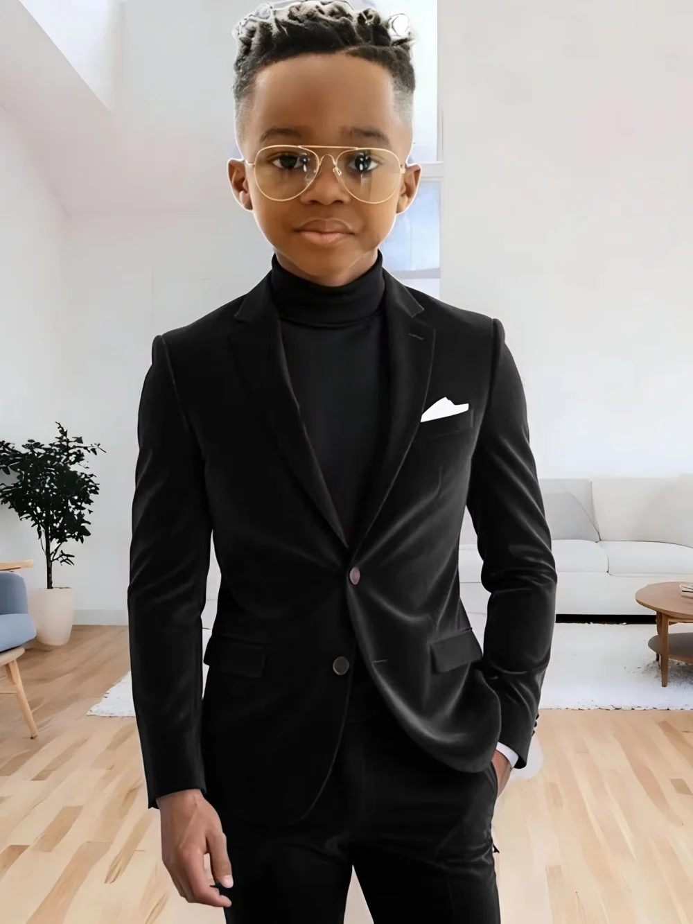 Boys Velvet Homecoming Suit Set 2 Pieces Host Costumes Notched Lapel Kids Formal Suits Wedding Guest Clothes Plus Size Tuxedo