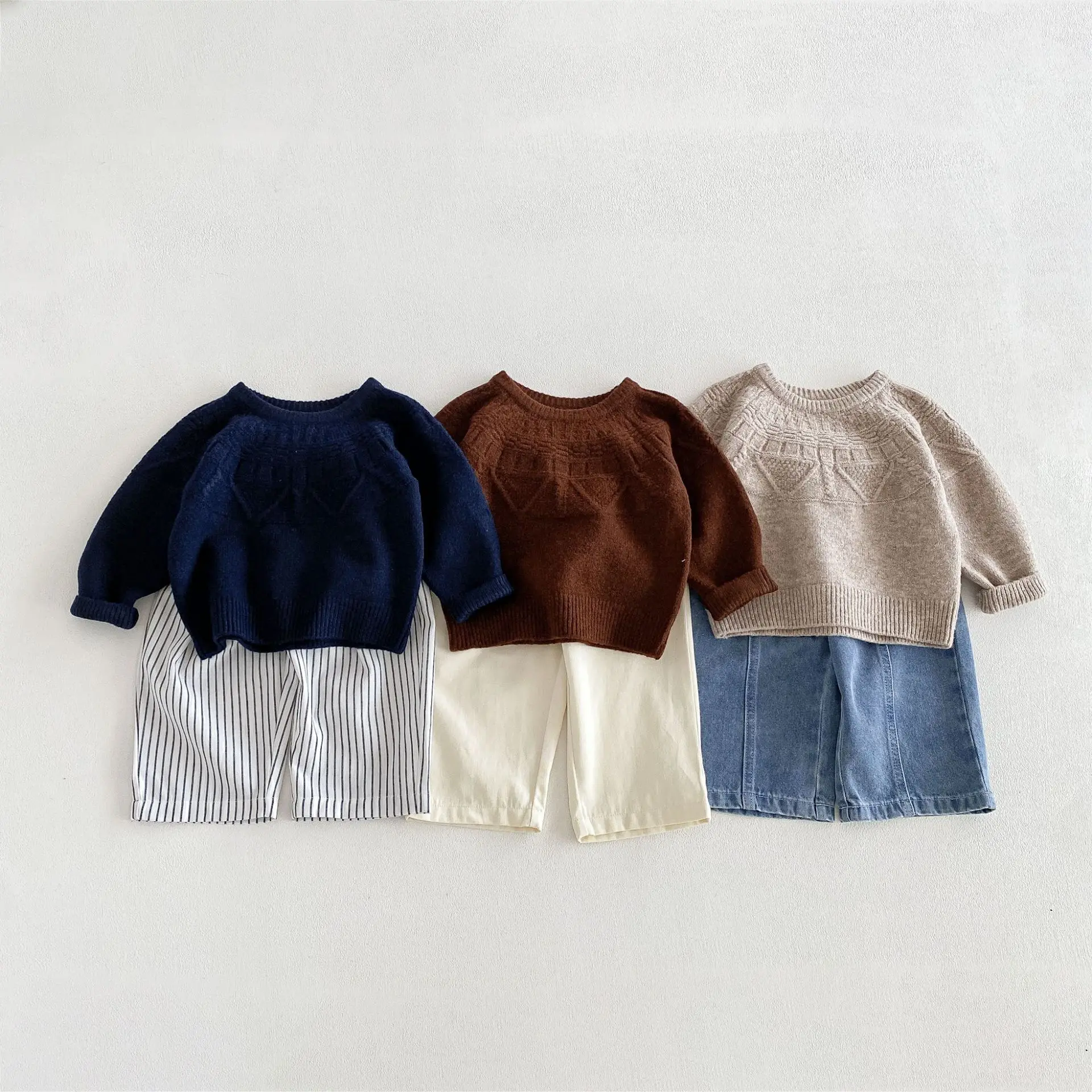 2026 Autumn New Children Casual Sweater Boys Girls Long Sleeve Knit Tops Baby Solid Sweater Kids Cotton Knitted Pullover