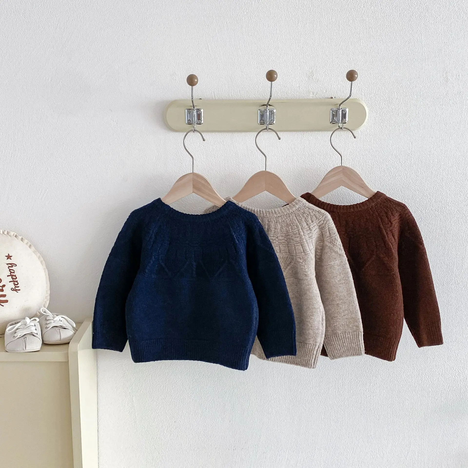 2026 Autumn New Children Casual Sweater Boys Girls Long Sleeve Knit Tops Baby Solid Sweater Kids Cotton Knitted Pullover