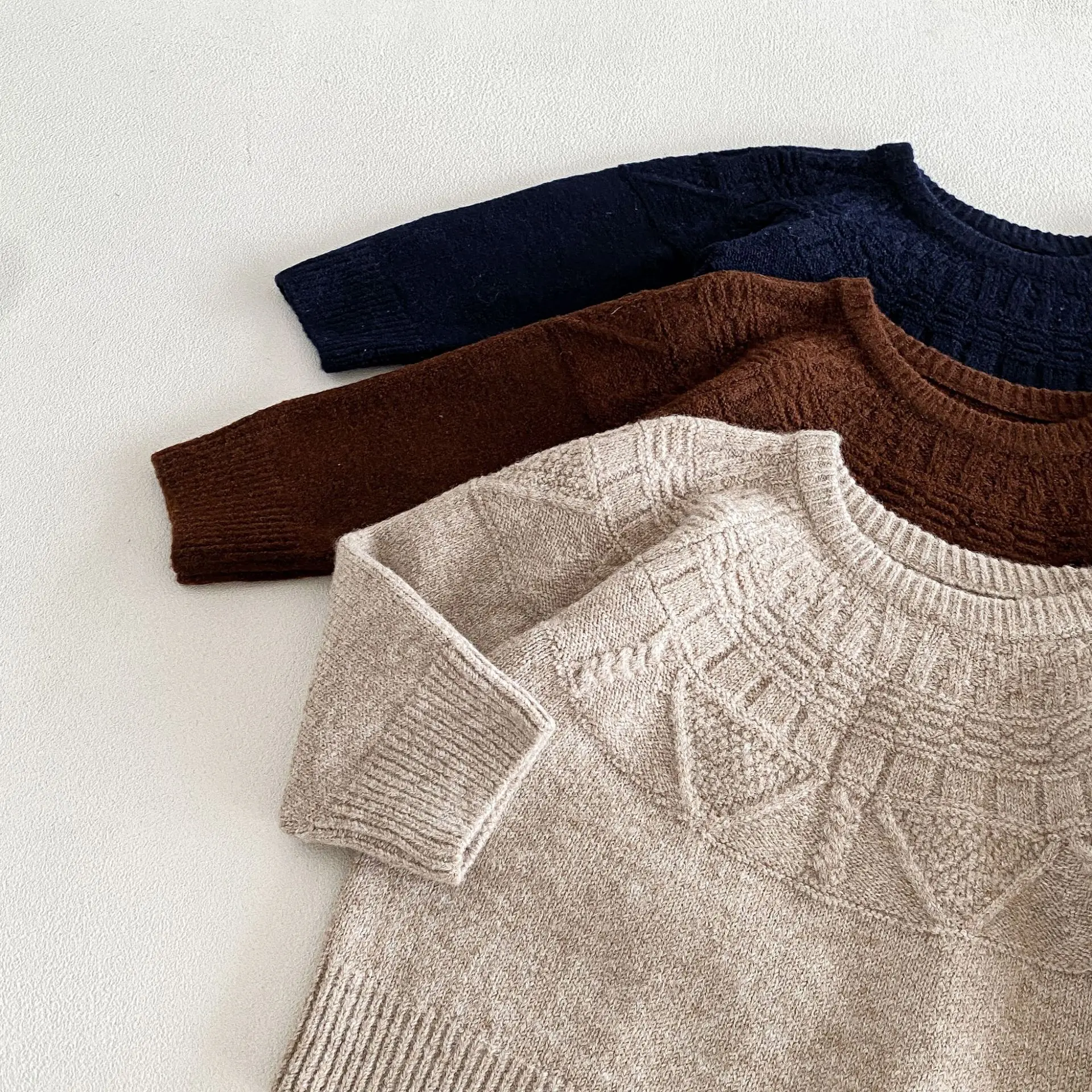 2026 Autumn New Children Casual Sweater Boys Girls Long Sleeve Knit Tops Baby Solid Sweater Kids Cotton Knitted Pullover