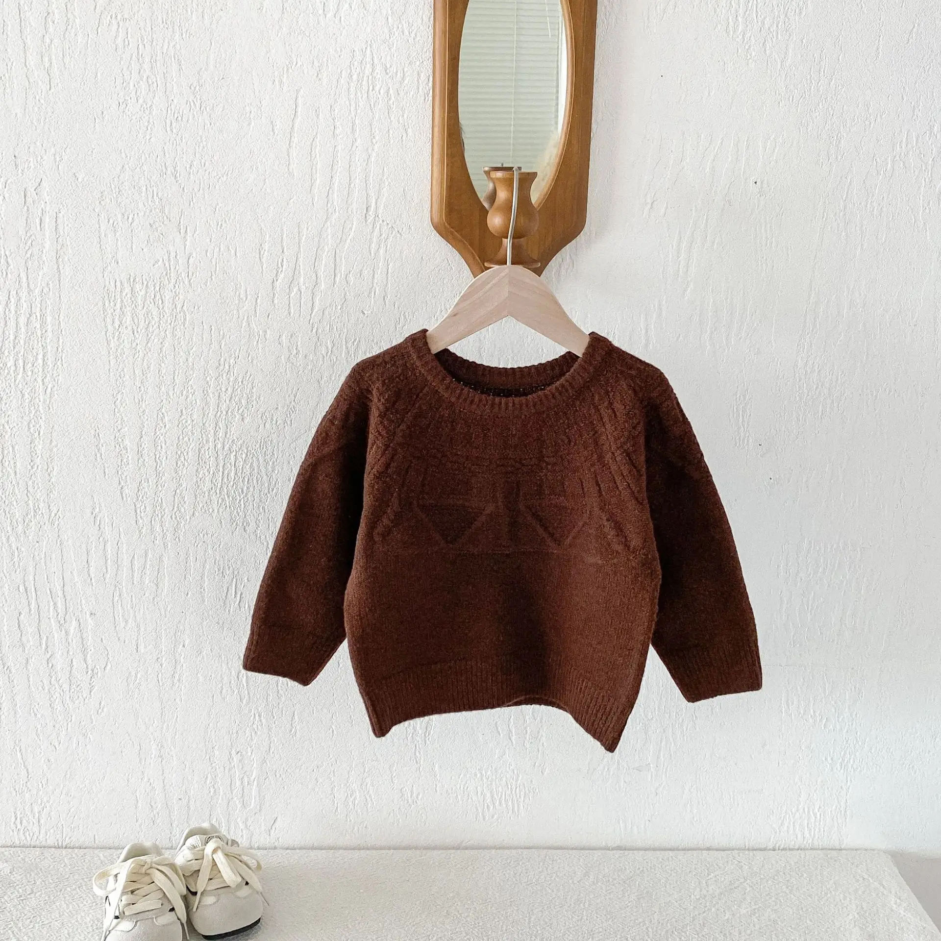 2026 Autumn New Children Casual Sweater Boys Girls Long Sleeve Knit Tops Baby Solid Sweater Kids Cotton Knitted Pullover