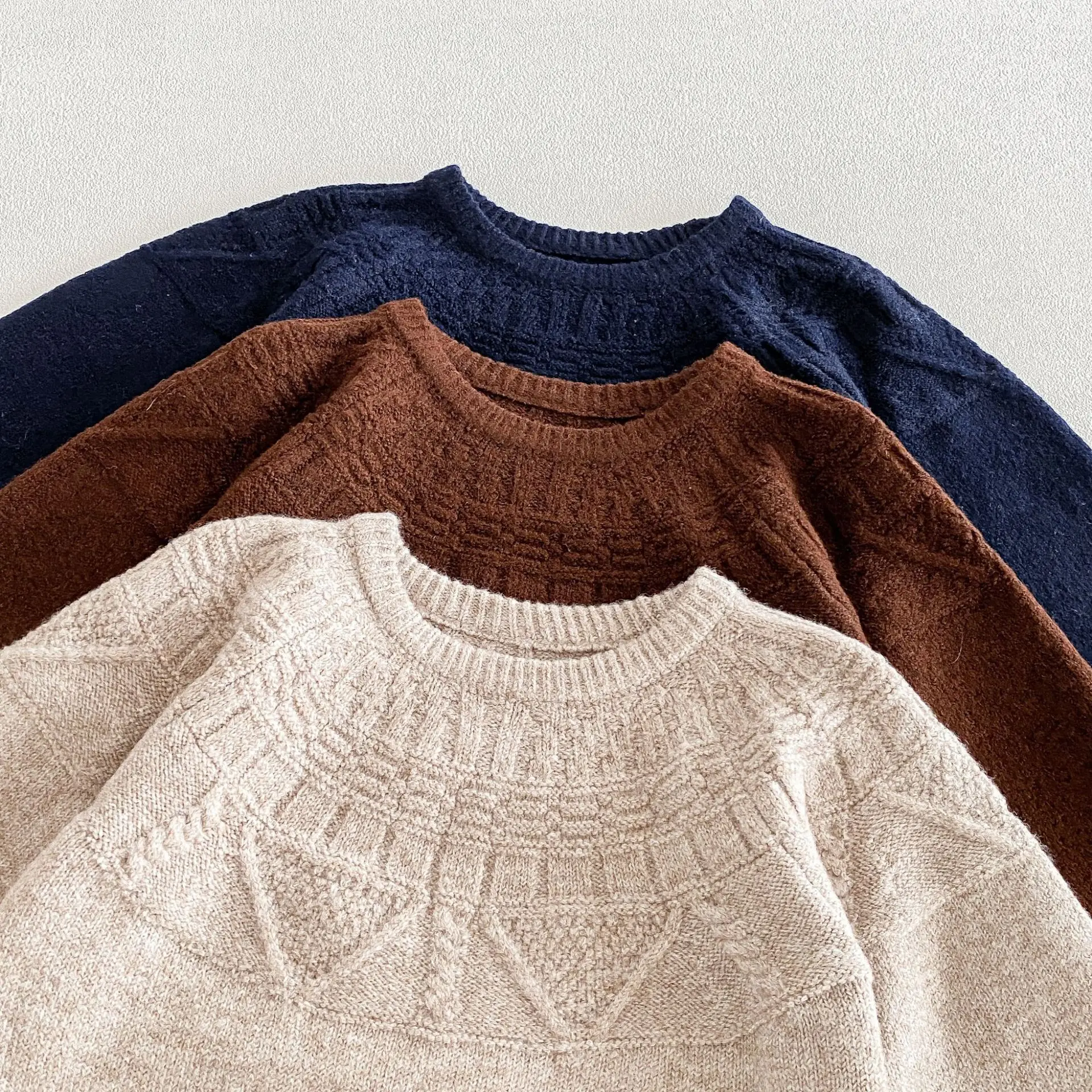 2026 Autumn New Children Casual Sweater Boys Girls Long Sleeve Knit Tops Baby Solid Sweater Kids Cotton Knitted Pullover
